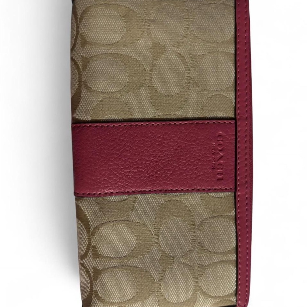 Coach Beige and Burgundy Clutch